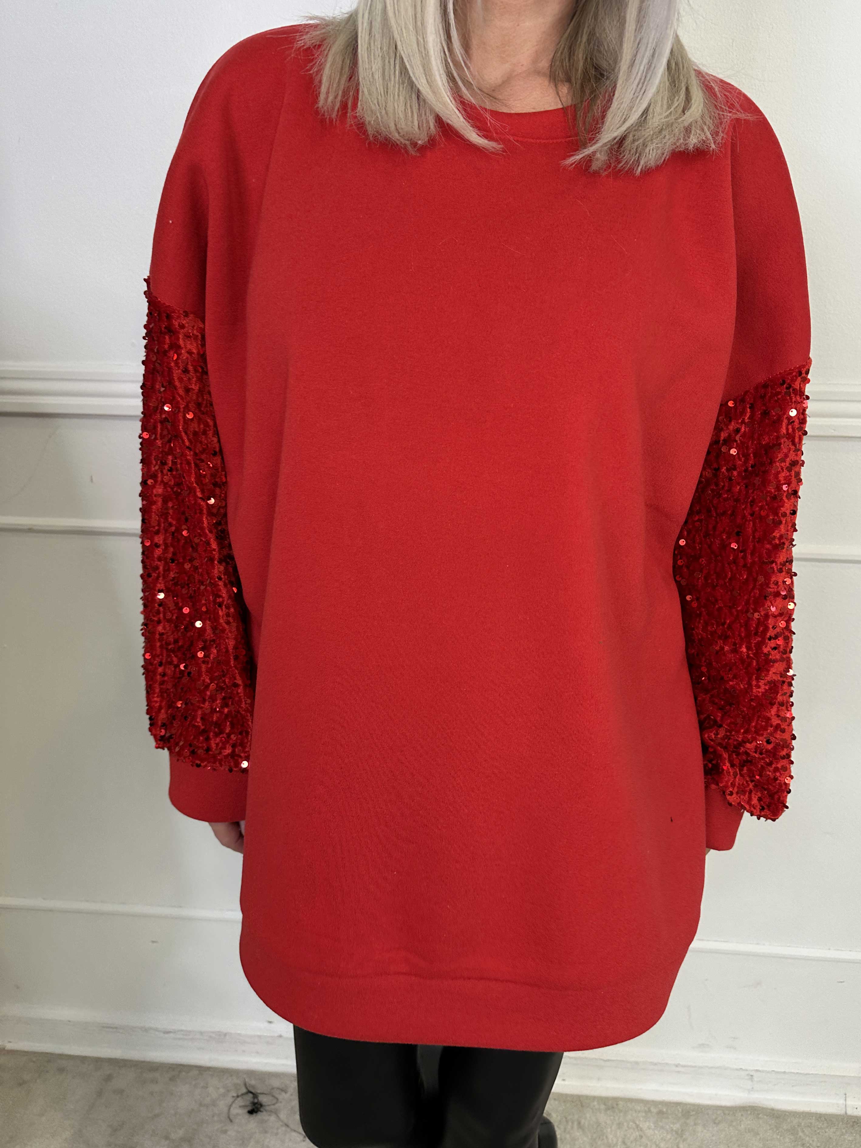 Cytherea - Oversized sweatshirt i bomuld med pailletter på ærmet